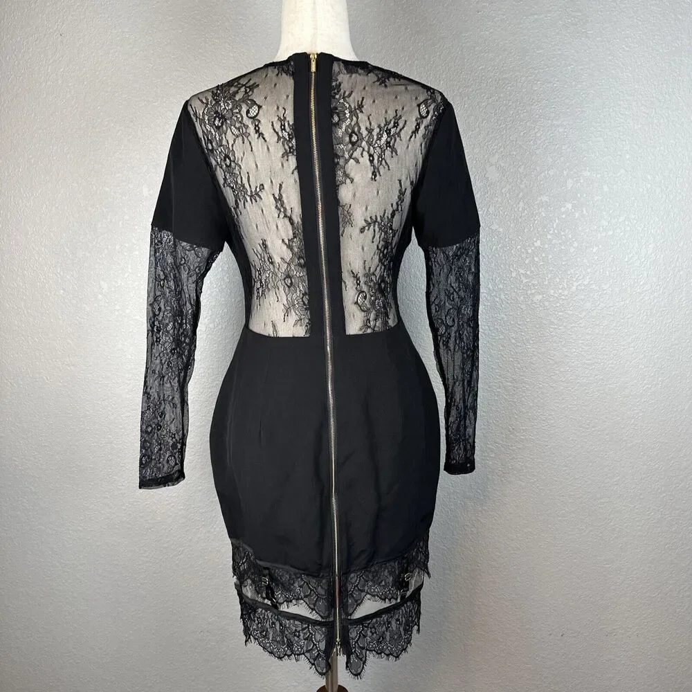 House of CB Black Lace Long Sleeve Dress - Picture 4 of 9